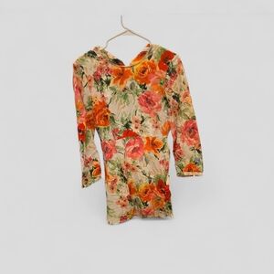 Zara Floral Backless Dress - Orange and Green